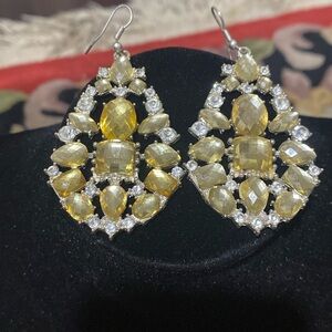 Sparkly yellow & clear stone earrings